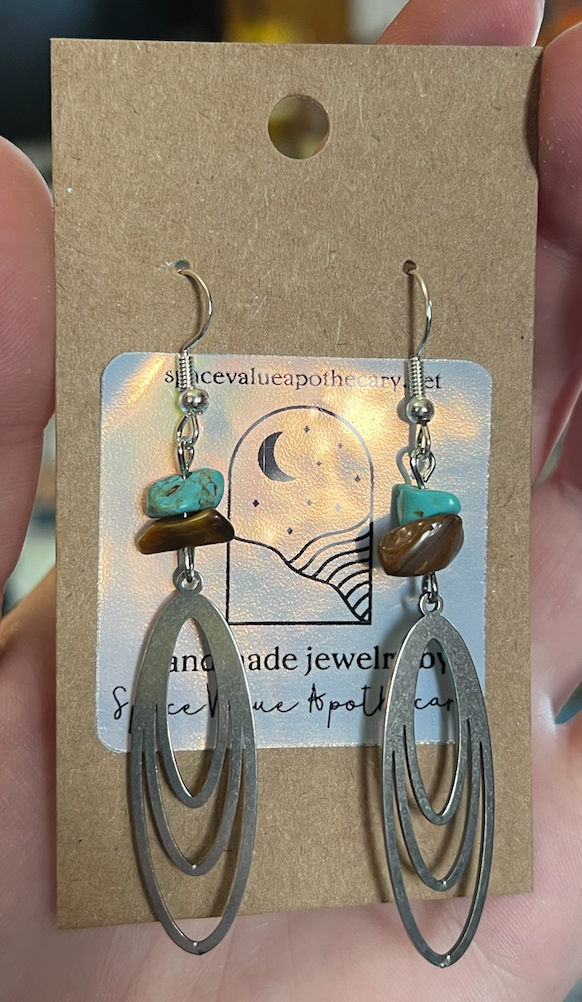 Turquoise & Tigers Eye Earrings