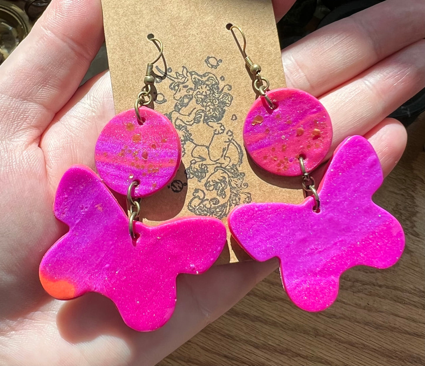 Sunset Butterflies Clay Earrings