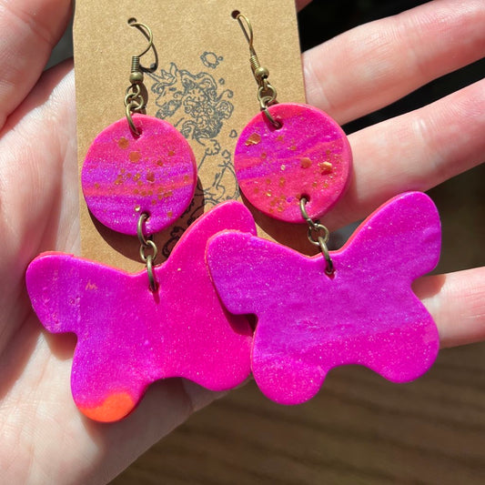 Sunset Butterflies Clay Earrings